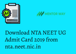 Download NTA NEET UG Admit Card 2019 from nta.neet.nic.in