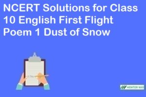NCERT Solutions for Class 10 English First Flight Poem 1 Dust of Snow