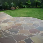 Decorative outdoor stepping stone finishes