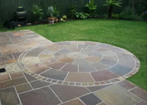 Decorative outdoor stepping stone finishes