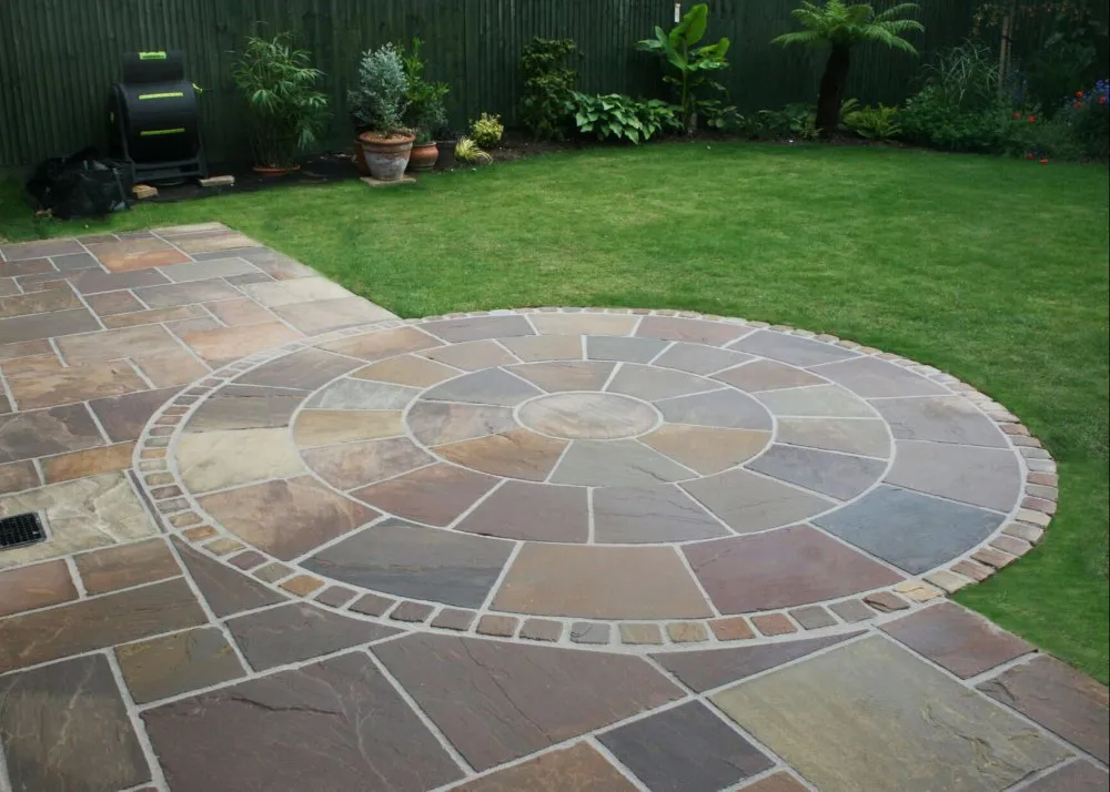 Decorative outdoor stepping stone finishes